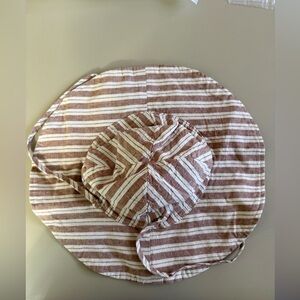 Rylee + Cru kids striped cream & brown Cotton linen blend floppy sun hat 12m-3yr